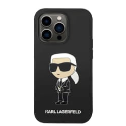 Karl Lagerfeld Coque MagSafe iPhone 14 Pro en Silicone NFT Ikonik Protection Ultra Résistant Noir