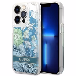 Guess Liquid Glitter Flower - Coque pour iPhone 14 Pro Max (Vert) - 3666339088453