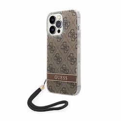 Guess 4G Print Cord - Coque pour iPhone 14 Pro (Marron) - 3666339093853
