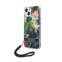 Guess Flower Cord - Coque pour iPhone 14 (Bleu) - 3666339093952