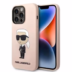 Coque pour iPhone 14 Pro Max - Karl Lagerfeld - Silicone - Rose Ikonik - Souple - Élégant