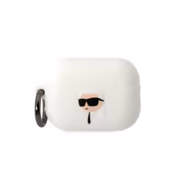 Coque Silicone - Karl Lagerfeld - NFT Karl Head 3D - AirPods Pro 2 - Blanc - Clip Détachable