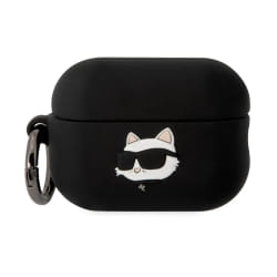 Karl Lagerfeld Coque Silicone AirPods Pro 2 Choupette Head 3D Luxe Antichoc Noir