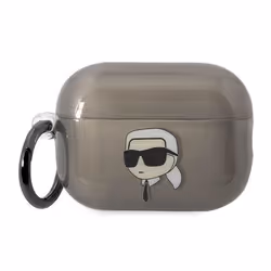 Étui pour AirPods Pro 2 - Karl Lagerfeld - Ikonik Karl Head - Noir - Résistant aux rayures - Clip détachable