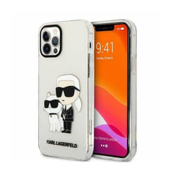 Karl Lagerfeld IML Glitter NFT Karl -amp Choupette - Coque pour iPhone 12 / iPhone 12 Pro (Transparente) -
