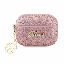 Étui pour AirPods Pro 2 - Guess - Glitter Flake - Rose - Pendentif amovible - TPU