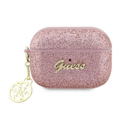 Étui pour AirPods Pro 2 - Guess - Glitter Flake - Rose - Pendentif amovible - TPU