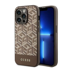 Coque telephone - bumper telephone Guess GUHMP14XHGCFSEW Coque rigide pour iPhone 14 Pro Max 67 Marron