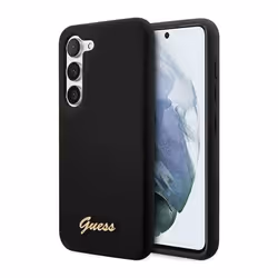 Guess Silicone Script Metal Logo - Coque pour Samsung Galaxy S23 (Noir) - 3666339114817