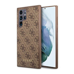 Coque de téléphone - Guess - Samsung Galaxy S23 Ultra - Marron - Protection contre chocs - Texture saffiano