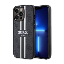 Coque telephone - bumper telephone Guess GUHMP13LP4RPSK Coque rigide pour iPhone 13 Pro/13 61 Noir 4G Rayures imprimées