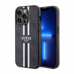 Guess GUHMP14XP4RPSK Coque rigide pour iPhone 14 Pro Max 67 Noir à rayures imprimées 4G