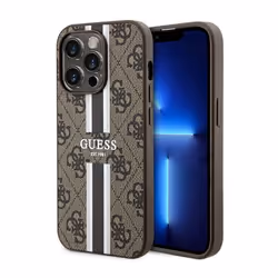 Coque de téléphone - Guess - iPhone 14 Pro - Marron - Rayures - Compatible MagSafe