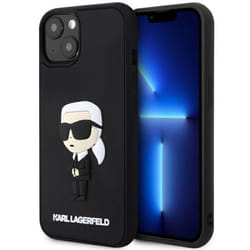 Coque pour iPhone 14 Plus / 15 Plus - Karl Lagerfeld - Design 3D - Caoutchouc - Ikonik - Noir