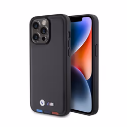 BMW Leather Hot Stamp Tricolor - Coque pour iPhone 15 Pro Max (noir)