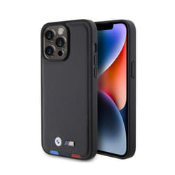 BMW Leather Hot Stamp Tricolor - Coque pour iPhone 15 Pro Max (noir)