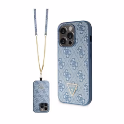 Coque telephone - bumper telephone Guess GUHCP15LP4TDSCPB Coque pour iPhone15 Pro 61 Bleu Hardcase Crossbody 4G Metal Logo