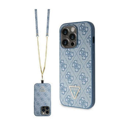 Coque telephone - bumper telephone Guess GUHCP15LP4TDSCPB Coque pour iPhone15 Pro 61 Bleu Hardcase Crossbody 4G Metal Logo