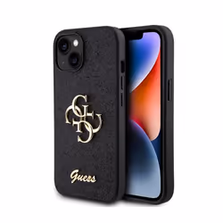 Coque de téléphone - Guess - Glitter Script Big 4G - Noir - Protection chocs - Rigide