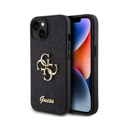 Coque de téléphone - Guess - Glitter Script Big 4G - Noir - Protection chocs - Rigide
