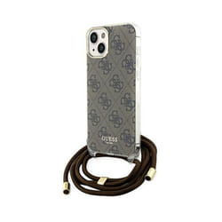 Guess Crossbody Cord 4G Print - Étui pour iPhone 15 (Marron)