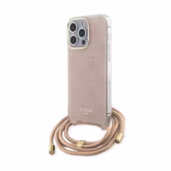 Étui pour iPhone 15 Pro Max - Guess - Crossbody Cord 4G Print - Rose - Semi-rigide - Mixte