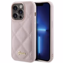 Coque iPhone 15 Pro Max - Guess - Quilted Metal Logo - Rose - Rigide - Vintage