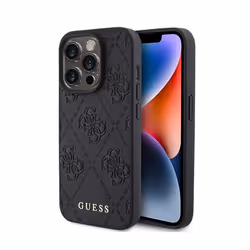 Étui pour iPhone 15 Pro - Guess - Cuir 4G - Noir - Semi-rigide - Mixte
