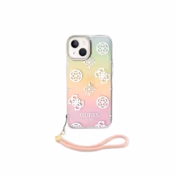 Coque pour Apple iPhone 15 TPU Peony avec dragonne Guess Multicolore