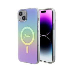 Coque telephone - bumper telephone Guess GUHMP15MHITSU Coque Rigide pour iPhone 15 Plus 67 Violet IML Iridescent