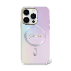 Coque telephone - bumper telephone Guess GUHMP15LHITSU Coque Rigide pour iPhone 15 Pro 61 Violet IML Iridescent