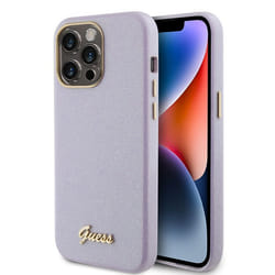 Coque pour iPhone 15 Pro Max - Guess Glitter Glossy Glossy Script (GUHCP15XPGPGMCSL) - Violet clair