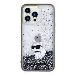 Karl Lagerfeld Coque pour iPhone 13 Pro Choupette Pailleté Scintillant Chic Noir transparent