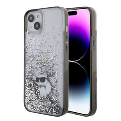 Coque pour iPhone 15 Plus / iPhone 14 Plus - Karl Lagerfeld Hardcase Liquid Glitter (KLHCP15MLKKCNSK) - Transparente Choupette