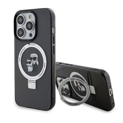Coque pour iPhone 14 Pro - KARL LAGERFELD - Hardcase Ring Stand MagSafe - Noir - Élégant - Rigide