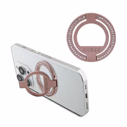 Fixation telephone - support telephone Guess - GUMRSALDGP - Bague stand strass rose Support de bague magnétique