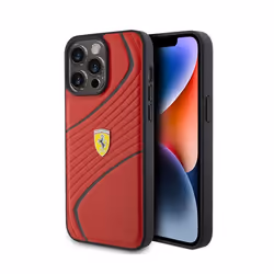 Coque de téléphone - Ferrari - Twist Metal Logo - Rouge - Cuir de vachette - Anti-rayures