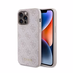 Guess 4G Metal Gold Logo - Coque pour iPhone 15 Pro Max (Rose)