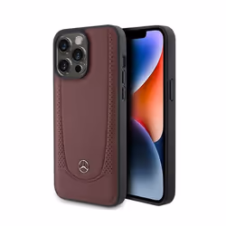Étui pour iPhone 15 Pro - Mercedes-Benz - Urban Line - Cuir écologique - Rouge - Semi-rigide