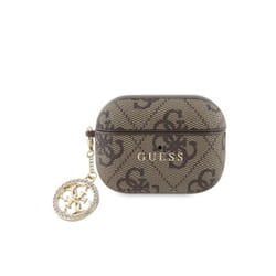 Coque pour Airpods Pro 2 4G Script avec Charm Scintillant Ornée de Strass Guess Marron