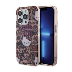 Coque de téléphone - Hello Kitty - iPhone 13 Pro - Rose - Graffiti - Rigide