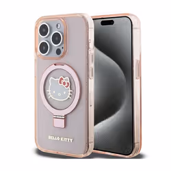 Coque de telephone - Hello Kitty - iPhone 15 Pro - Glitter - MagSafe compatible - Rose