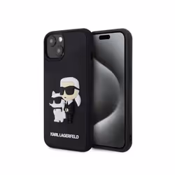 Coque pour Apple iPhone 15 Plus 3D Rubber Karl & Choupette Karl Lagerfeld Noir