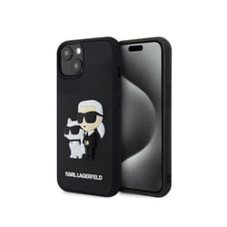 Coque pour Apple iPhone 15 Plus 3D Rubber Karl & Choupette Karl Lagerfeld Noir