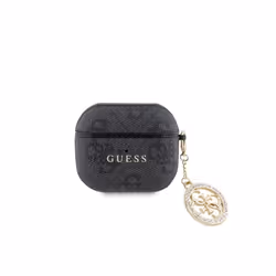 Coque pour Airpods 3 4G Script avec Charm Scintillant Ornée de Strass Guess Noir