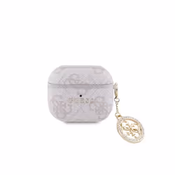 Coque pour Airpods 3 4G Script avec Charm Scintillant Ornée de Strass Guess Rose antique