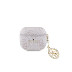 Coque pour Airpods 3 4G Script avec Charm Scintillant Ornée de Strass Guess Rose antique