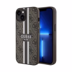 Coque de téléphone - Guess - iPhone 15 - Imprimé Rayures - Marron - Compatible MagSafe
