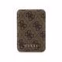 Guess 4G Cuir Logo Métal MagSafe - Batterie externe inductive 5000 mAh 15 W MagSafe (marron)