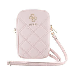Sac pour téléphone - Guess - Zip Quilted 4G - Rose - Cuir écologique - Sangle réglable